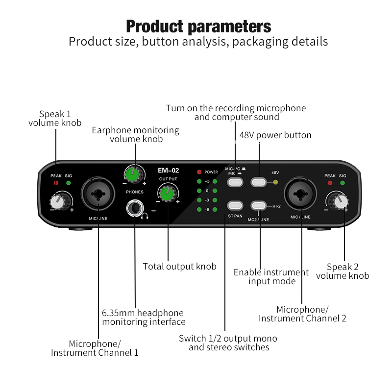 Condenser Microphone Kit - Interfaccia audio con microfono Preamplificatore 48V