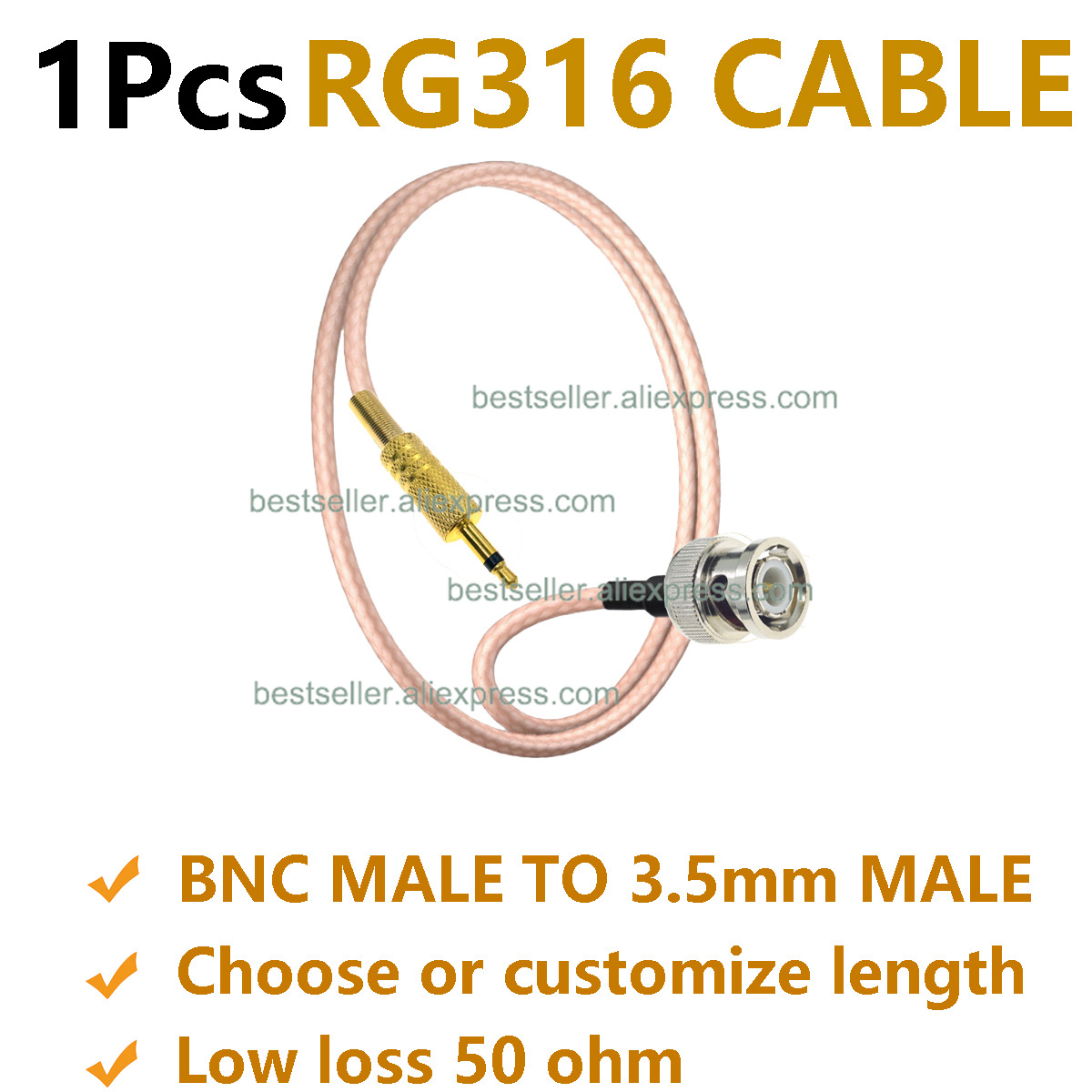Audio Jumper Wire - 1 Pz RG316 BNC Maschio a