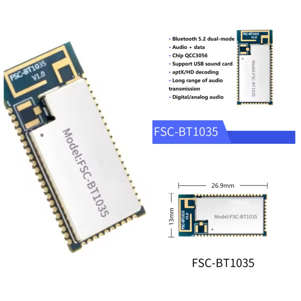 Usb Sound Card - Modulo FSC-BT1035 con chip QCC3056, modulo